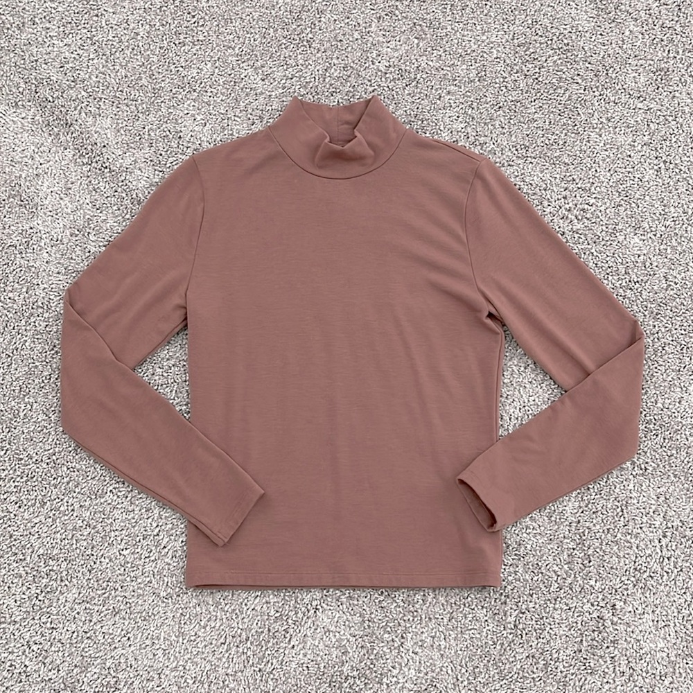 Abercrombie & Fitch Soft A&F Collection Mock Neck Pink Long Sleeve Shirt Size S